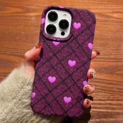 Desendeki Pembe Kalpler Tasarımlı Silikon Telefon Kılıfı