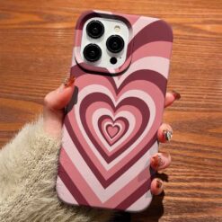 Pembe Tonları Retro Kalpler Tasarımlı Silikon Telefon Kılıfı