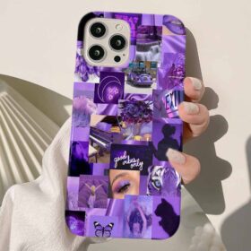 Purple Good Vibes Kolaj Tasarımlı Silikon Telefon Kılıfı