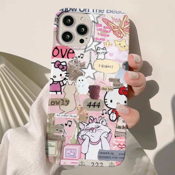 Hello kitty Kolaj Tasarımlı Silikon Telefon Kılıfı