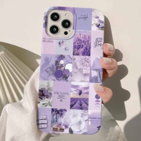 Purple Prada Kolaj Tasarımlı Silikon Telefon Kılıfı