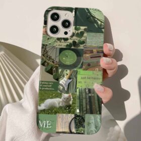 Green Just Be Happy Kolaj Tasarımlı Silikon Telefon Kılıfı