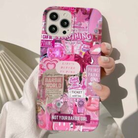 Purple Barbi Girl Kolaj Tasarımlı Silikon Telefon Kılıfı