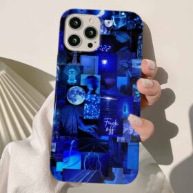 Navy Blue Fuck Off Kolaj Tasarımlı Silikon Telefon Kılıfı