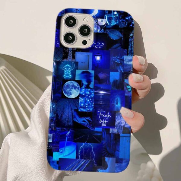 Navy Blue Fuck Off Kolaj Tasarımlı Silikon Telefon Kılıfı