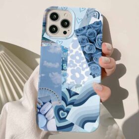 Blue Rose Kolaj Tasarımlı Silikon Telefon Kılıfı