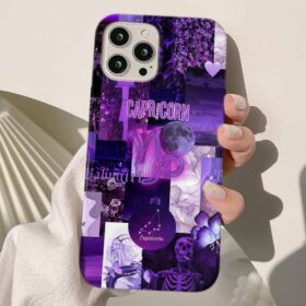Purple capricorn Kolaj Tasarımlı Silikon Telefon Kılıfı