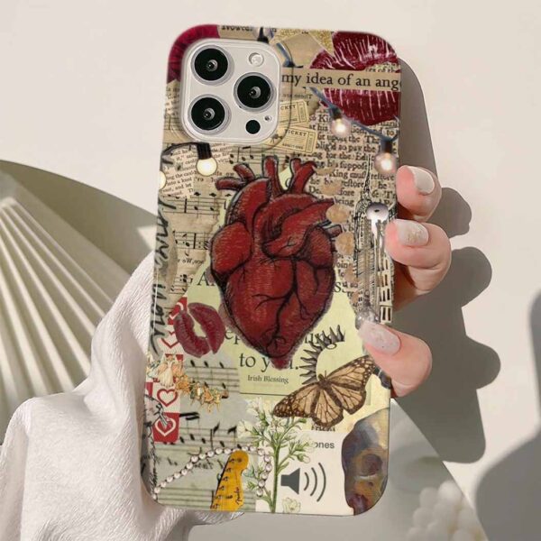 Heart Kolaj Tasarımlı Silikon Telefon Kılıfı