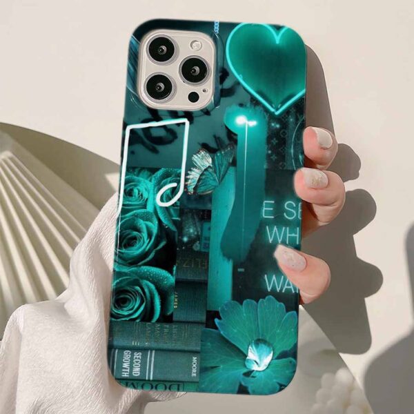 Green Heart Butterfly Kolaj Tasarımlı Silikon Telefon Kılıfı
