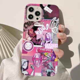 Pink Marvel Kolaj Tasarımlı Silikon Telefon Kılıfı