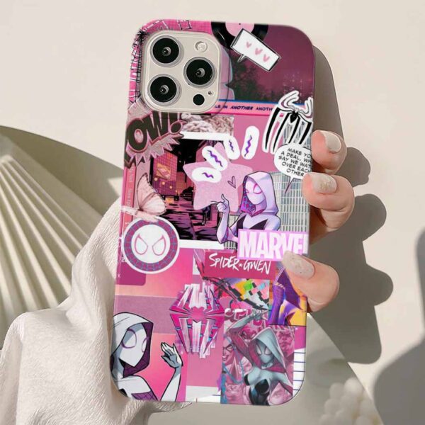 Pink Marvel Kolaj Tasarımlı Silikon Telefon Kılıfı