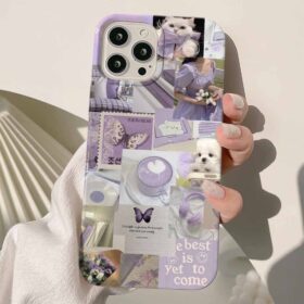 Purple japonse Kolaj Tasarımlı Silikon Telefon Kılıfı