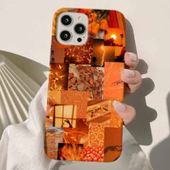 Orange Kolaj Tasarımlı Silikon Telefon Kılıfı