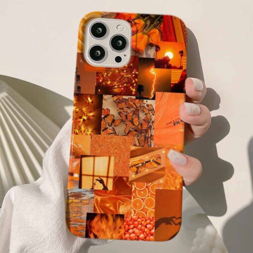 Orange Kolaj Tasarımlı Silikon Telefon Kılıfı