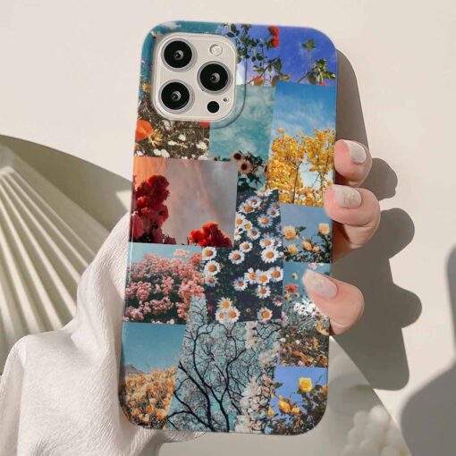 Flower Kolaj Tasarımlı Silikon Telefon Kılıfı
