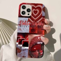 Red Billie Eilish Kolaj Tasarımlı Silikon Telefon Kılıfı