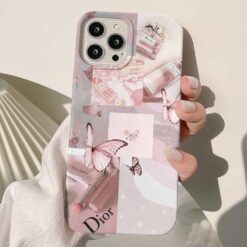 Pink Butterfly Kolaj Tasarımlı Silikon Telefon Kılıfı