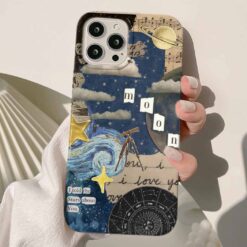 Moon Space Kolaj Tasarımlı Silikon Telefon Kılıfı