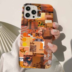 Orange Kolaj Tasarımlı Silikon Telefon Kılıfı
