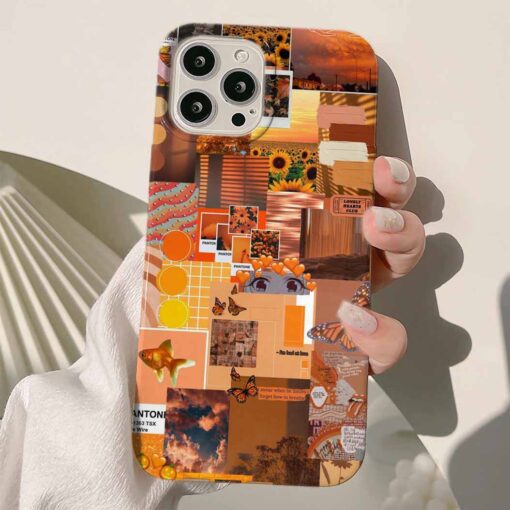 Orange Kolaj Tasarımlı Silikon Telefon Kılıfı