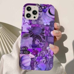 Purple Saturn Kolaj Tasarımlı Silikon Telefon Kılıfı