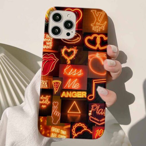 Orange Kiss Me Kolaj Tasarımlı Silikon Telefon Kılıfı