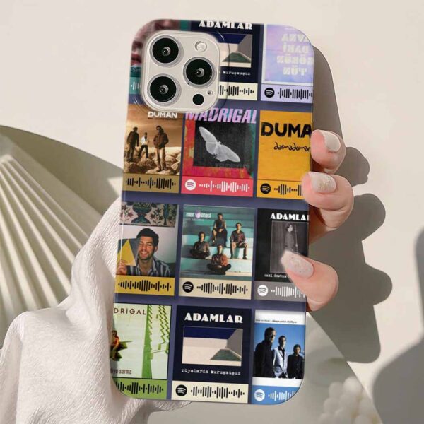 Turkce Rock Spotify Kolaj Tasarımlı Silikon Telefon Kılıfı