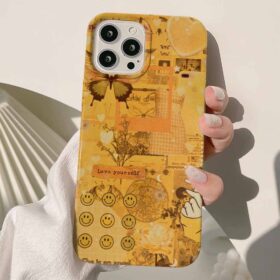 Orange Love Yourself Kolaj Tasarımlı Silikon Telefon Kılıfı