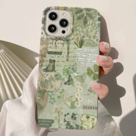 Green Flower Kolaj Tasarımlı Silikon Telefon Kılıfı