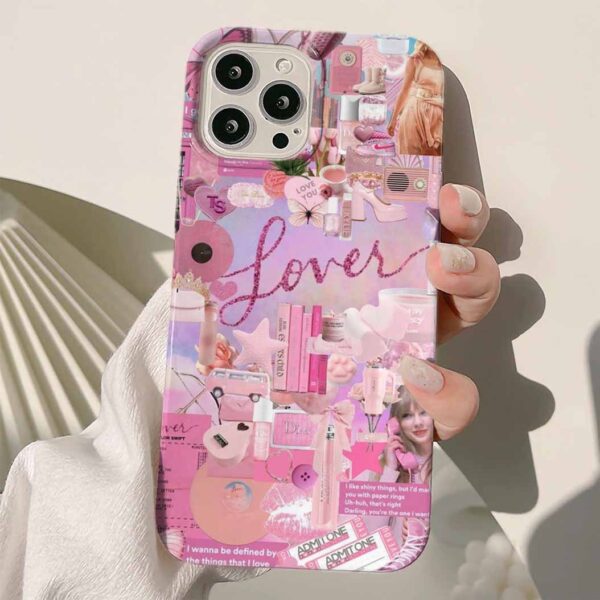 Pink Lover Kolaj Tasarımlı Silikon Telefon Kılıfı