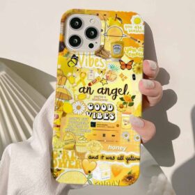 Yellow Good Vibes Kolaj Tasarımlı Silikon Telefon Kılıfı