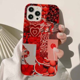 Red Macoron Kolaj Tasarımlı Silikon Telefon Kılıfı