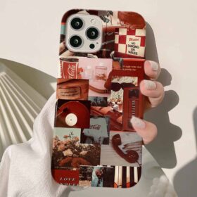 Red Cococola Kolaj Tasarımlı Silikon Telefon Kılıfı