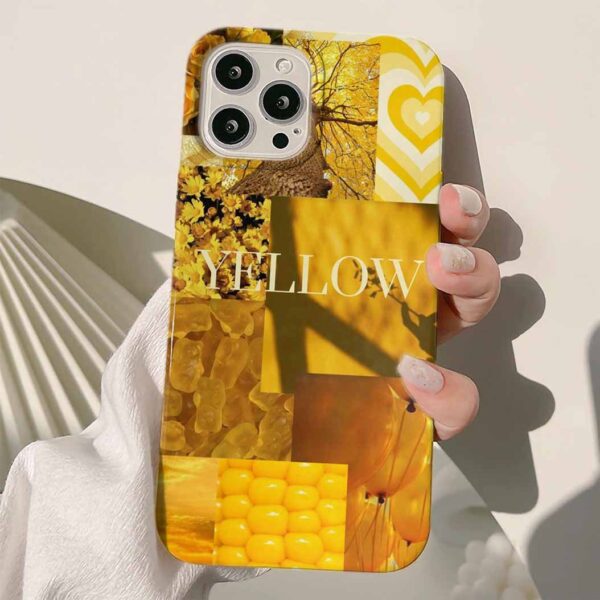 Yellow Kolaj Tasarımlı Silikon Telefon Kılıfı