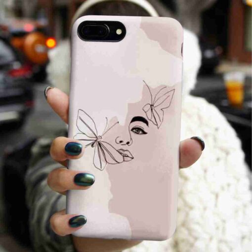 Krem Kelebekli Kız Baskılı Silikon Telefon Kılıfı