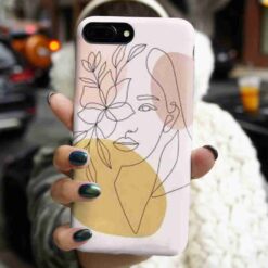 Çiçek Ve Kız Silüeti Baskılı Silikon Telefon Kılıfı