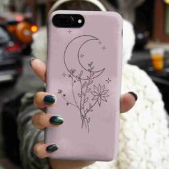 Ay Desenli Çiçek Silüet Baskılı Silikon Telefon Kılıfı