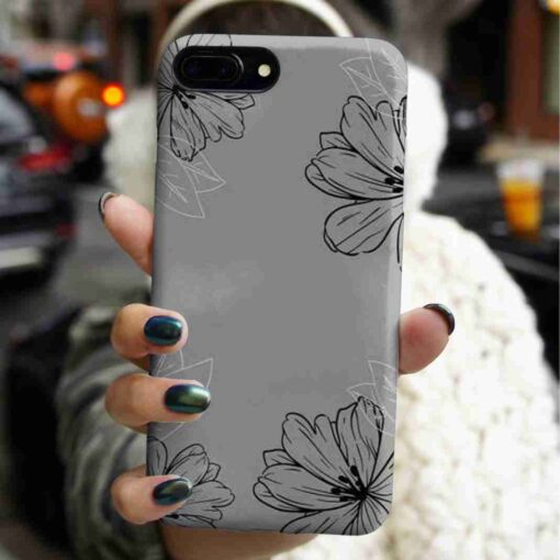 Gri Çiçekler Baskılı Silikon Telefon Kılıfı