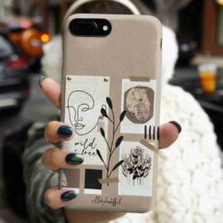 Kahve Silüet Çizgi Baskılı Silikon Telefon Kılıfı