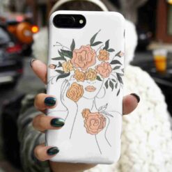 Çiçekler İçinde Kız Baskılı Silikon Telefon Kılıfı