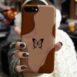 Çizgili Kelebek Baskılı Silikon Telefon Kılıfı