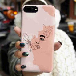 Krem Kelebekli Kız Baskılı Silikon Telefon Kılıfı