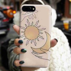 Ay Ve Güneş Baskılı Silikon Telefon Kılıfı