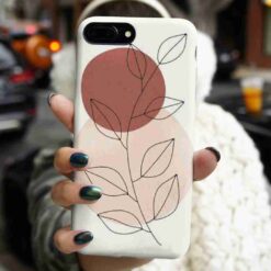 Yapraklı Çiçek Baskılı Silikon Telefon Kılıfı