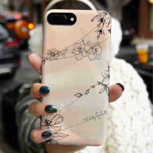 Krem Çizgili Çiçekler Baskılı Silikon Telefon Kılıfı