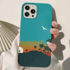 Tepedeki Palmiyeler Tasarımlı Silikon Telefon Kılıfı