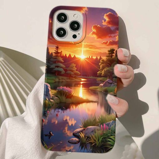 Akarsu Manzarası Tasarımlı Silikon Telefon Kılıfı