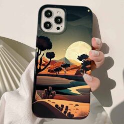 Ağaçlı Çöl Manzarası Tasarımlı Silikon Telefon Kılıfı