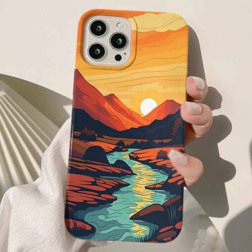 Gün Batımı Manzarası Tasarımlı Silikon Telefon Kılıfı