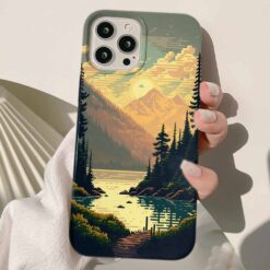 Ormandaki Göl Tasarımlı Silikon Telefon Kılıfı